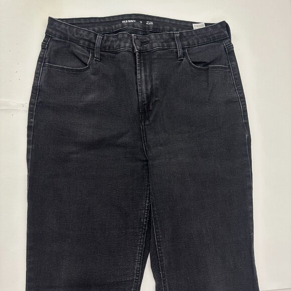 Old Navy High Rise Flare Women's size 14 Black Denim Jeans - Picture 2 of 6